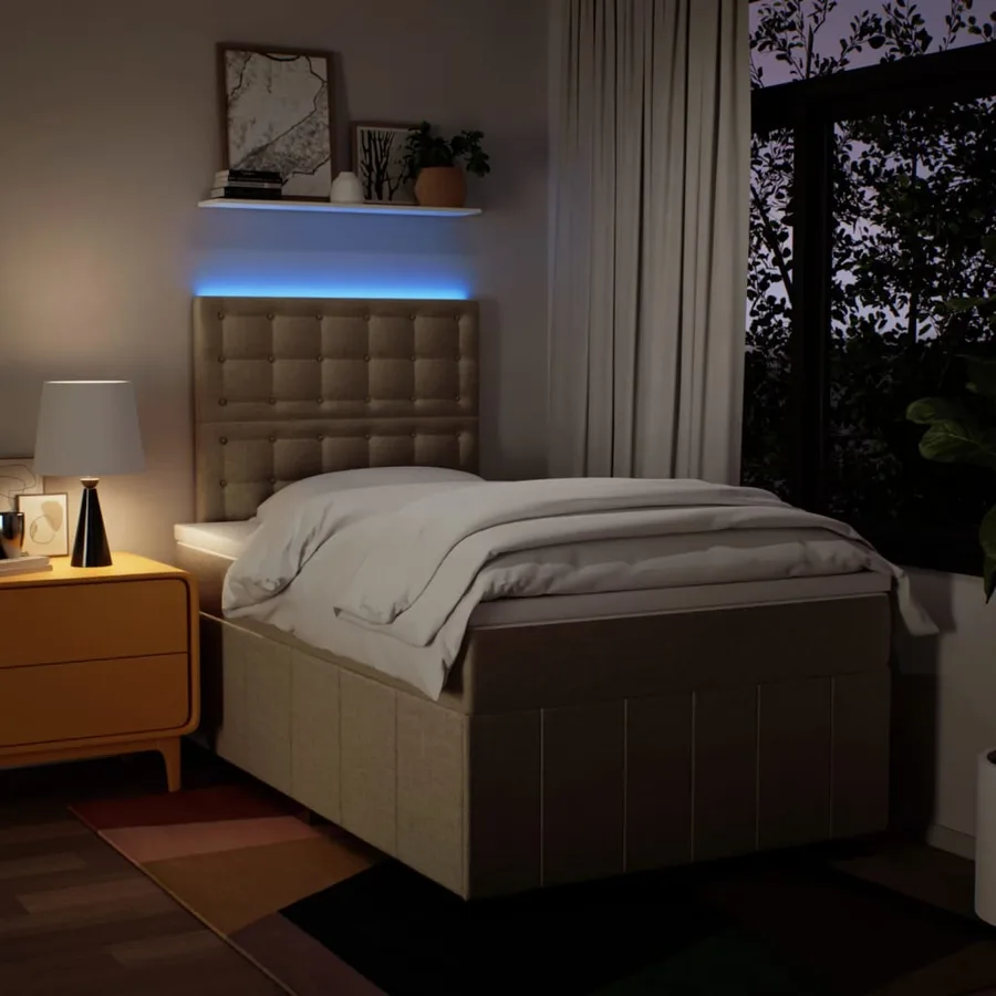 Sommier à lattes de lit avec matelas Crème 120x200 cm Tissu - 4