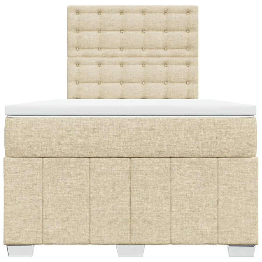 Sommier à lattes de lit avec matelas Crème 120x200 cm Tissu - 6