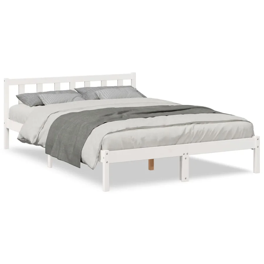Cadre de lit extra long sans matelas 160x220 cm bois massif pin - 2