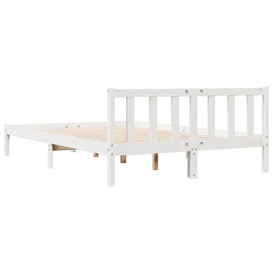 Cadre de lit extra long sans matelas 160x220 cm bois massif pin - 5