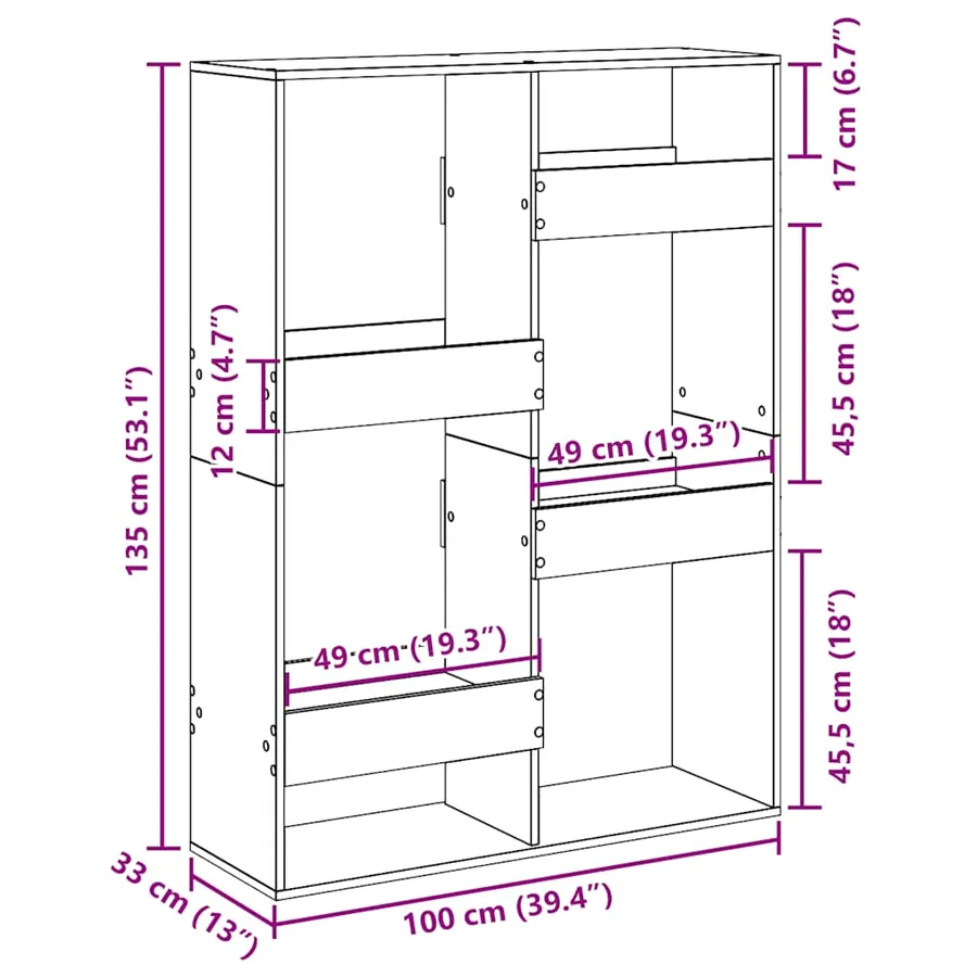 Cloison de séparation noir 100x33x135 cm bois ingénierie - 9