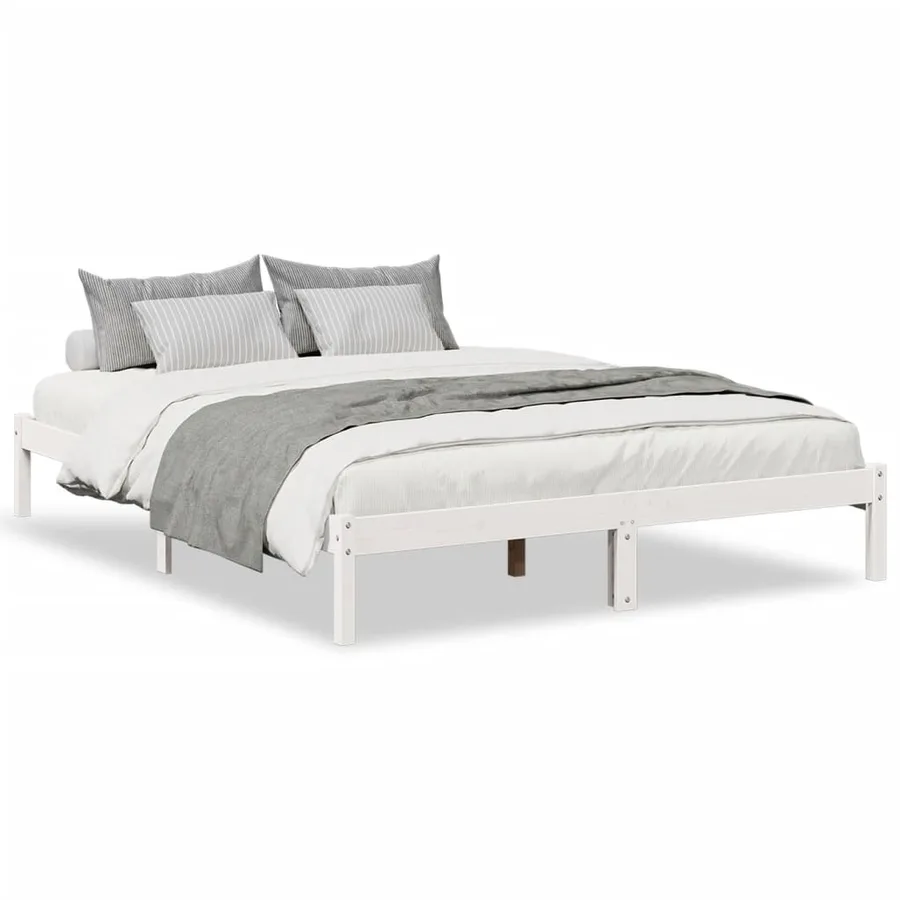 Cadre de lit extra long sans matelas 140x210 cm bois massif pin - 2