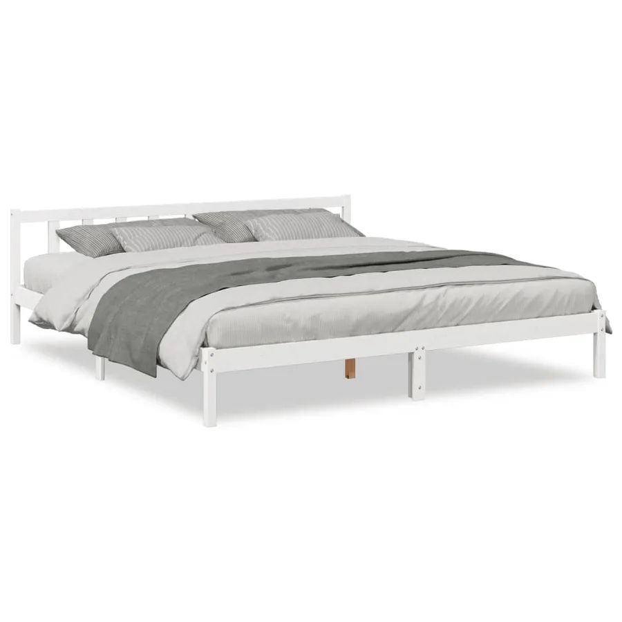 Cadre de lit extra long sans matelas 180x220 cm bois massif pin - 2