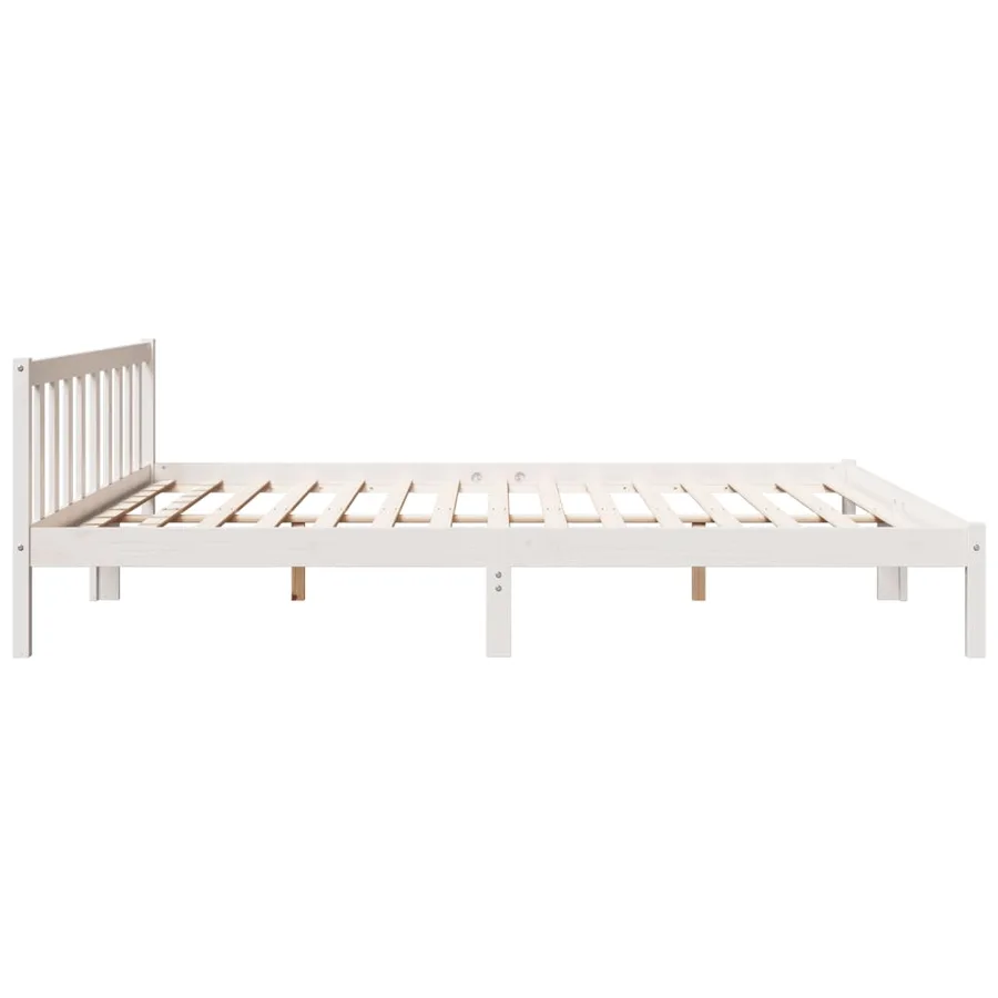 Cadre de lit extra long sans matelas 180x220 cm bois massif pin - 5