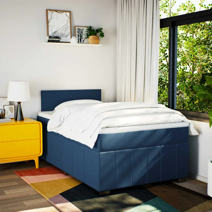 Sommier à lattes de lit avec matelas Bleu 120x200 cm Tissu - 4