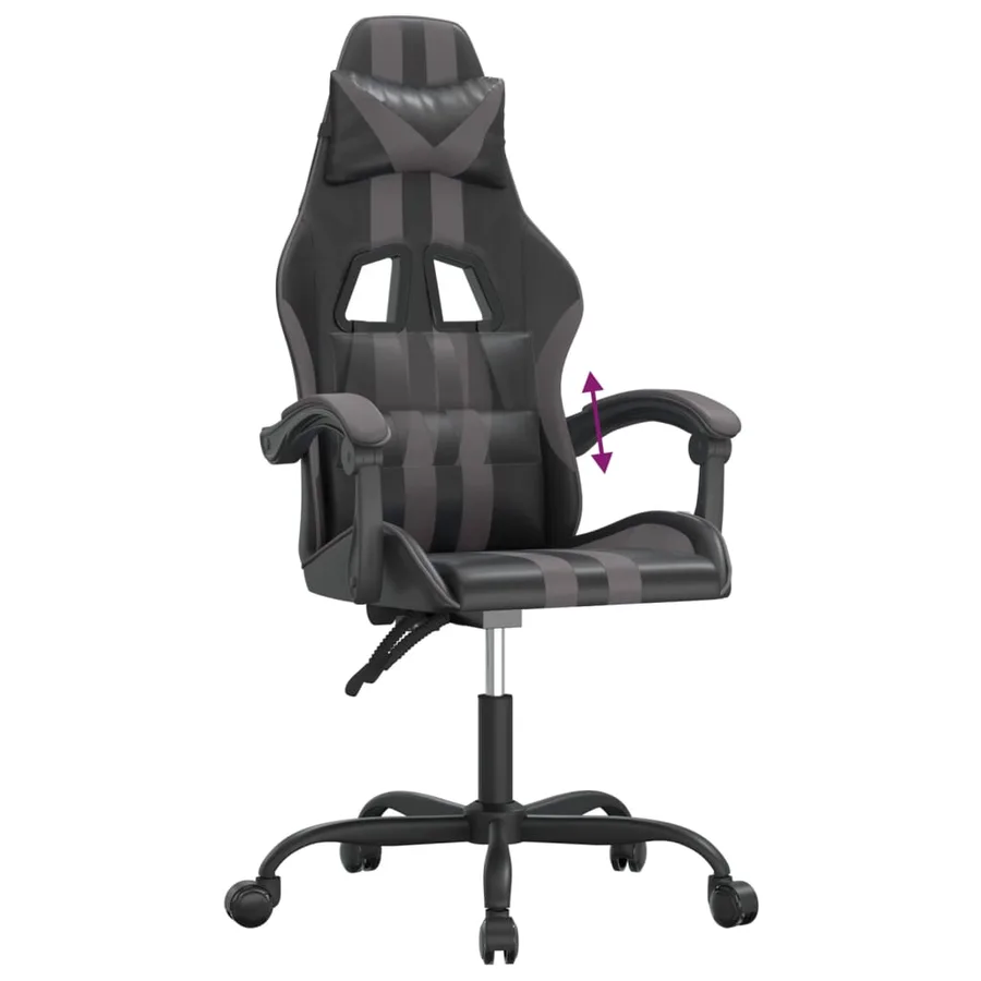Chaise de jeu Noir et gris Similicuir - 7