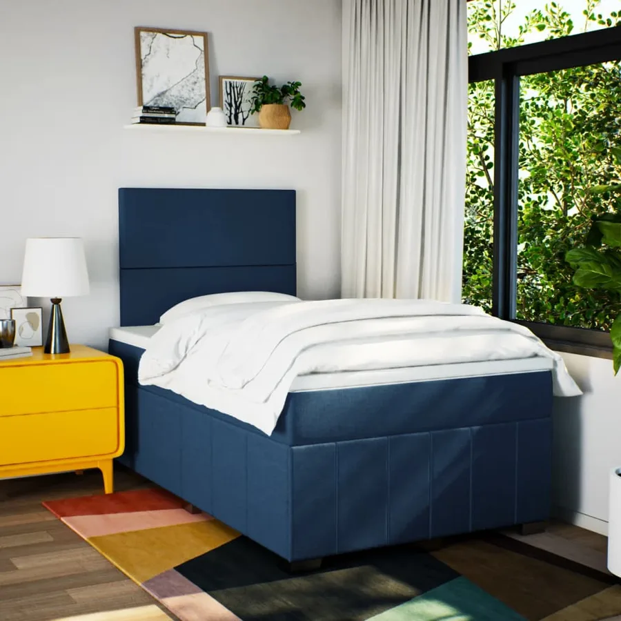 Sommier à lattes de lit avec matelas Bleu 120x200 cm Tissu - 3