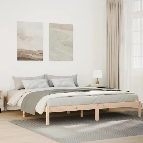 Cadre de lit extra long sans matelas 200x220 cm bois massif pin