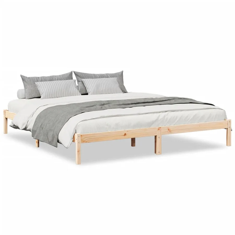 Cadre de lit extra long sans matelas 180x220 cm bois massif pin - 2