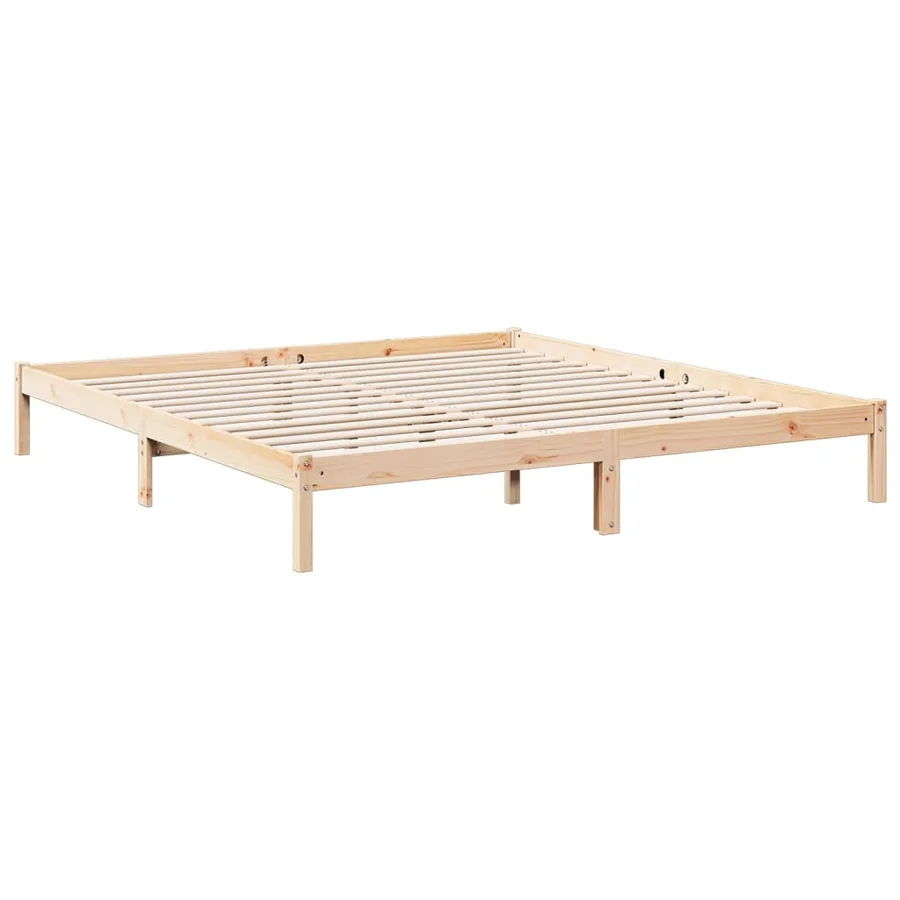 Cadre de lit extra long sans matelas 180x220 cm bois massif pin - 6