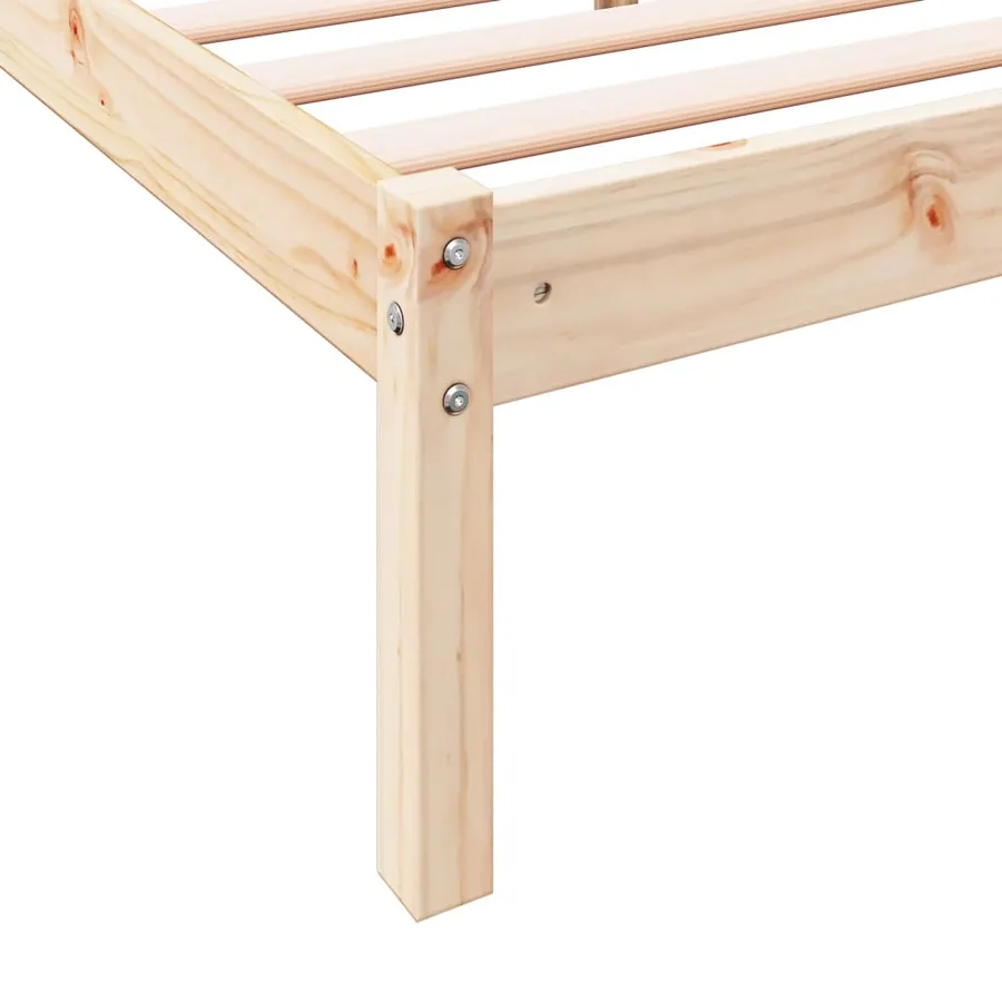 Cadre de lit extra long sans matelas 180x220 cm bois massif pin - 7