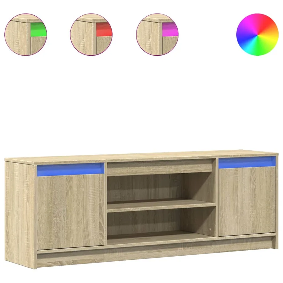 Meuble TV avec LED chêne sonoma 139,5x34x50cm bois d'ingénierie - 2