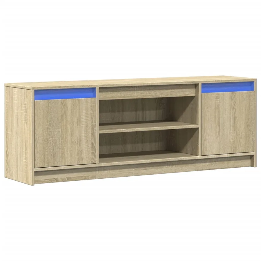 Meuble TV avec LED chêne sonoma 139,5x34x50cm bois d'ingénierie - 3