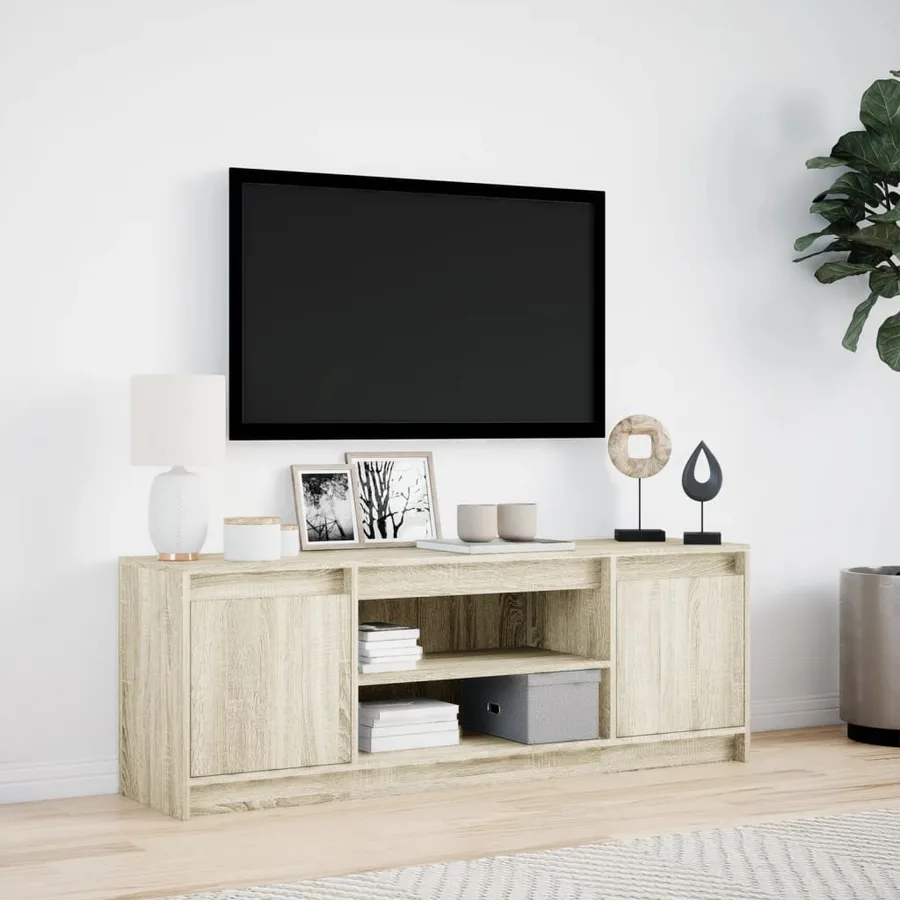 Meuble TV avec LED chêne sonoma 139,5x34x50cm bois d'ingénierie - 4