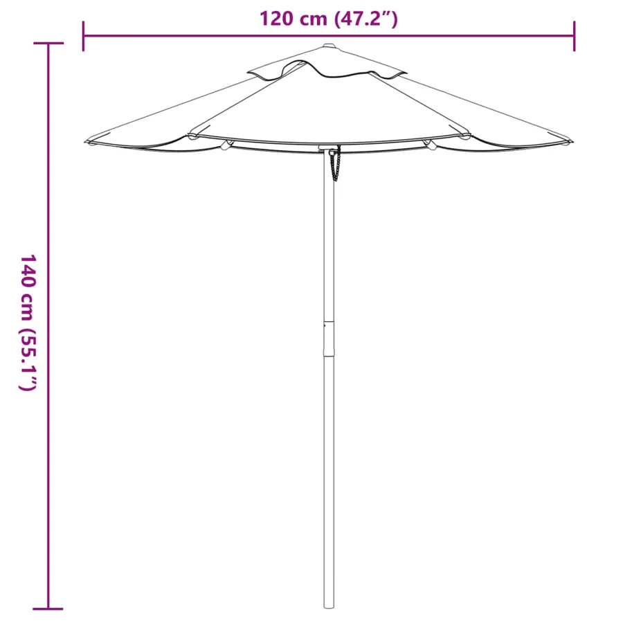 Parasol de jardin pour enfants avec poteau en bois Ø120x140 cm - 8