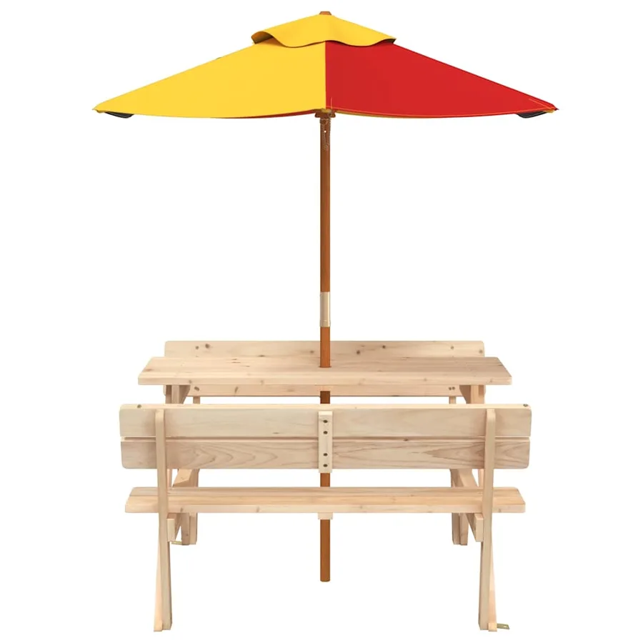Table de pique-nique pour 4 enfants avec parasol bois de sapin - 3