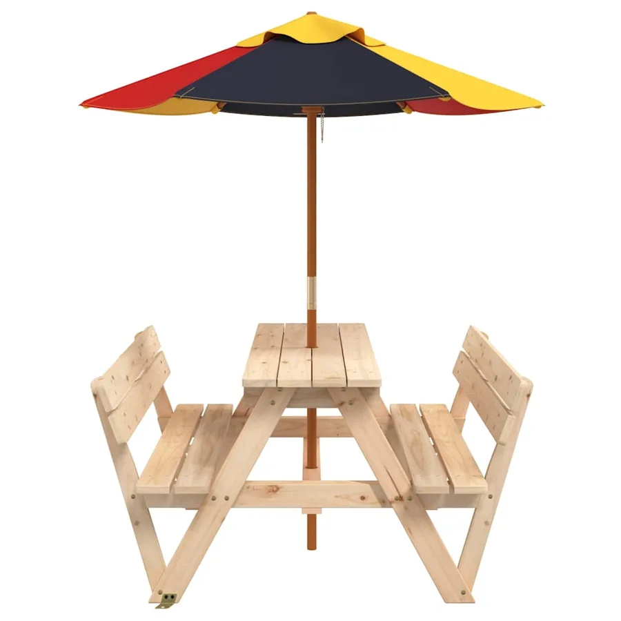 Table de pique-nique pour 4 enfants avec parasol bois de sapin - 4