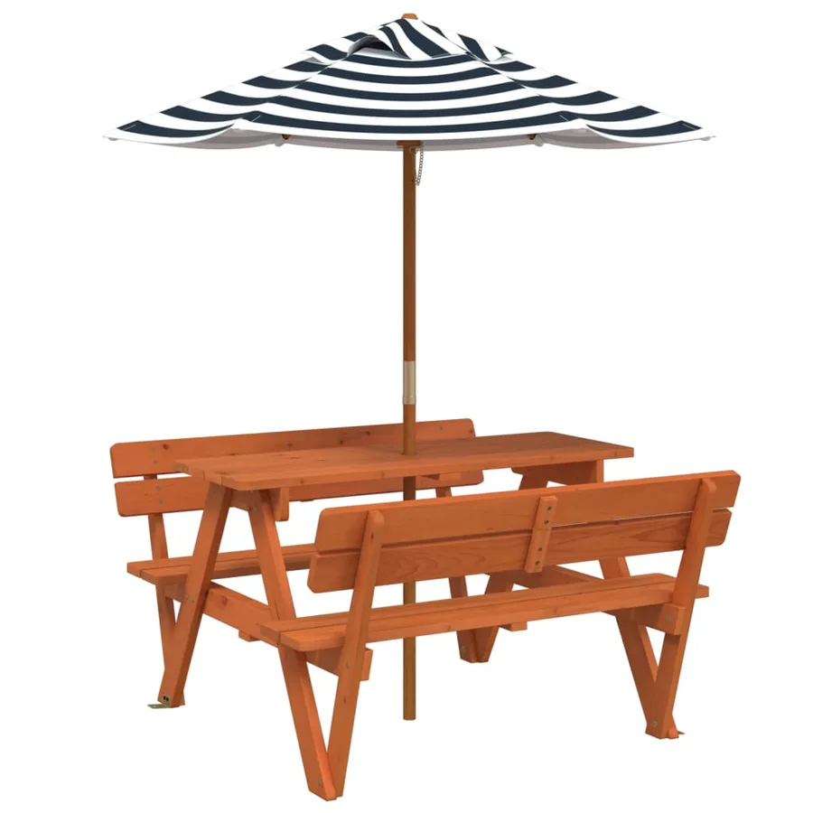 Table de pique-nique pour 4 enfants avec parasol bois de sapin - 2