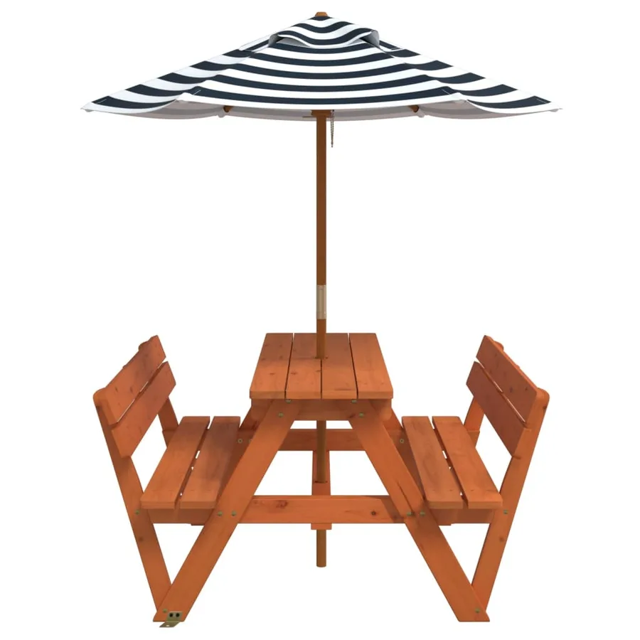 Table de pique-nique pour 4 enfants avec parasol bois de sapin - 4
