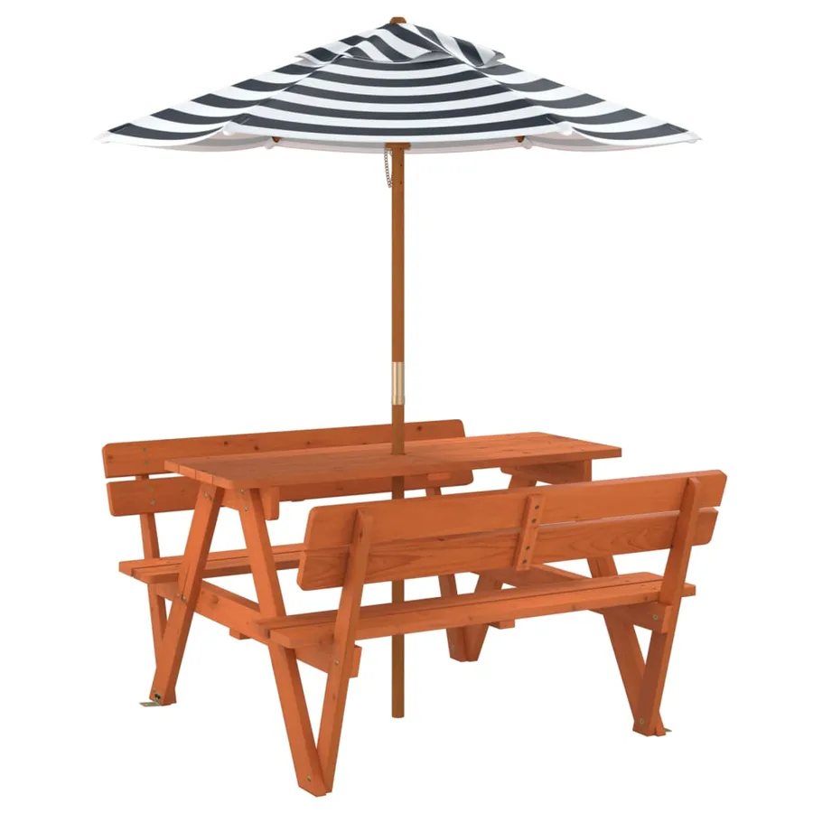 Table de pique-nique pour 4 enfants avec parasol bois de sapin - 5