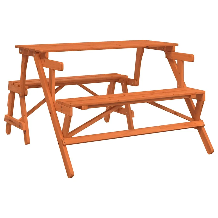 Table de pique-nique avec bancs sapin massif 2 en 1 convertible - 2