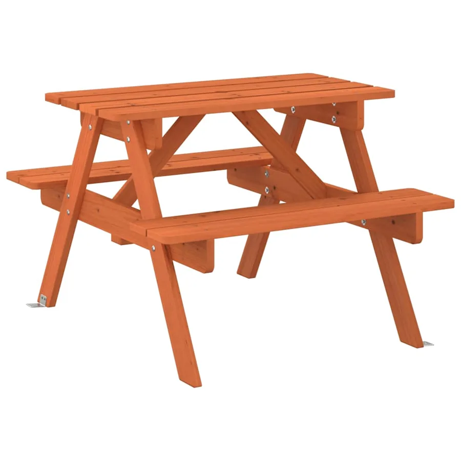 Table de pique-nique pour 4 enfants avec trou de parasol sapin - 6