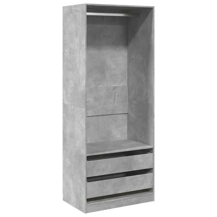 Garde-robe gris béton 80x50x200 cm bois d'ingénierie - 2