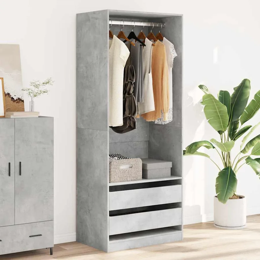 Garde-robe gris béton 80x50x200 cm bois d'ingénierie - 3