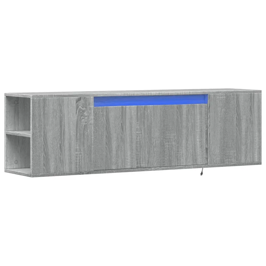 Meuble TV mural avec lumières LED sonoma gris 135x31x39,5 cm - 3