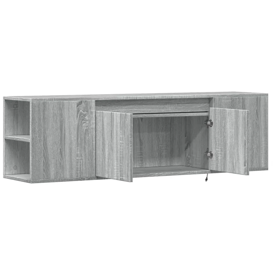 Meuble TV mural avec lumières LED sonoma gris 135x31x39,5 cm - 9