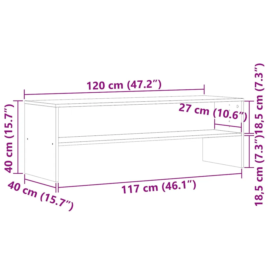 Meuble TV vieux bois 120x40x40 cm bois d'ingénierie - 9