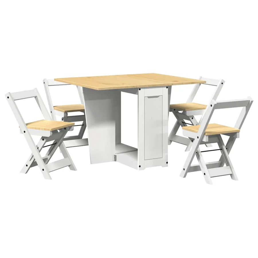 Ensemble à manger papillon 5 pcs Corona pliable blanc bois pin - 2