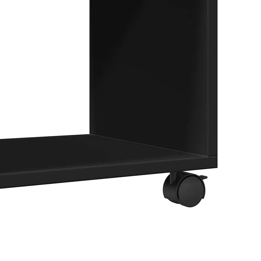 Armoire à roulettes noir 72x33x42,5 cm bois d'ingénierie - 8