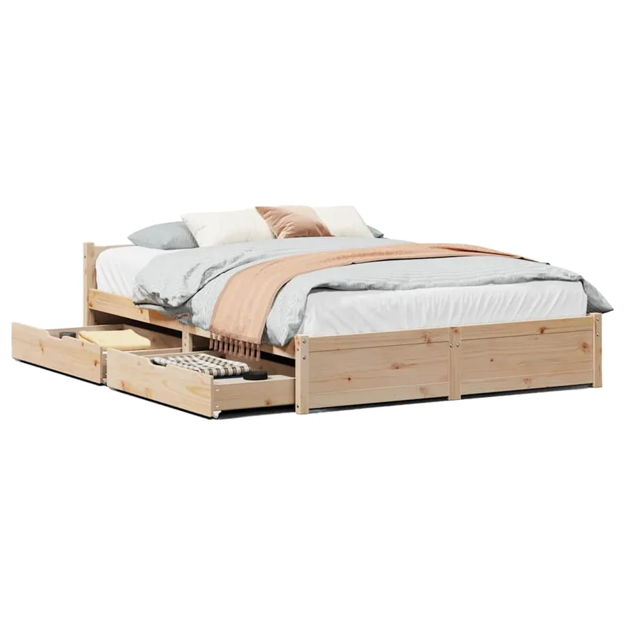 Cadre de lit sans matelas 120x190 cm bois de pin massif - 2