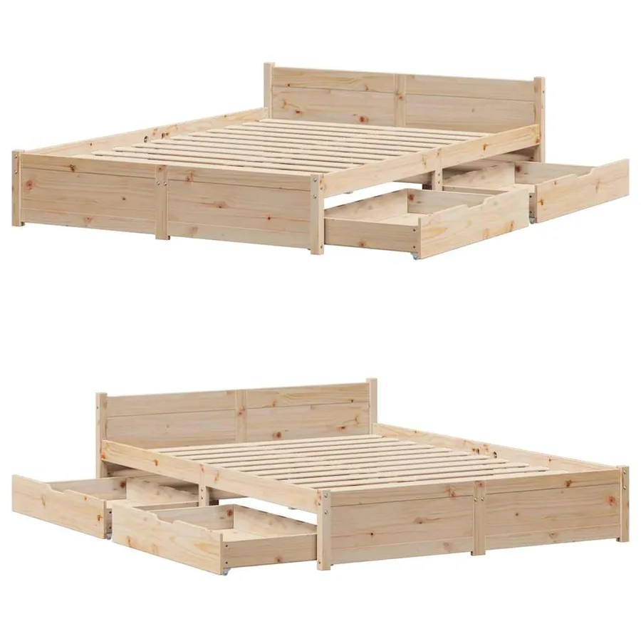 Cadre de lit sans matelas 120x190 cm bois de pin massif - 9