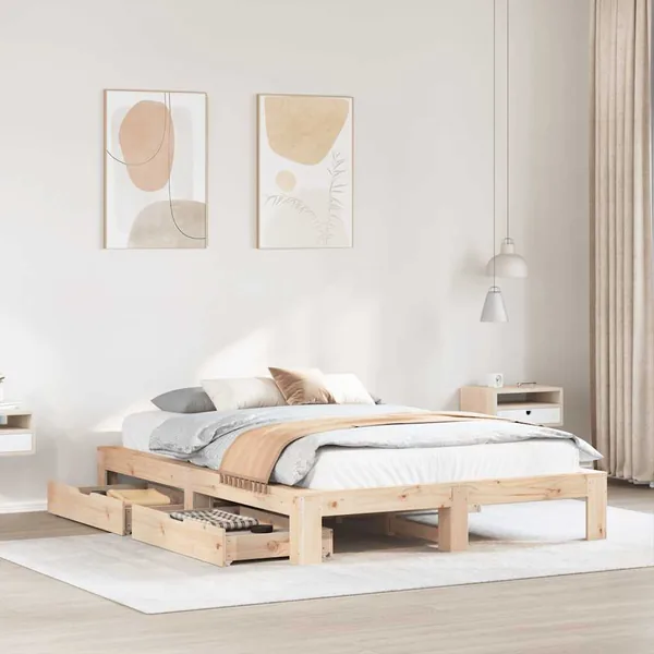 Cadre de lit sans matelas 140x190 cm bois de pin massif
