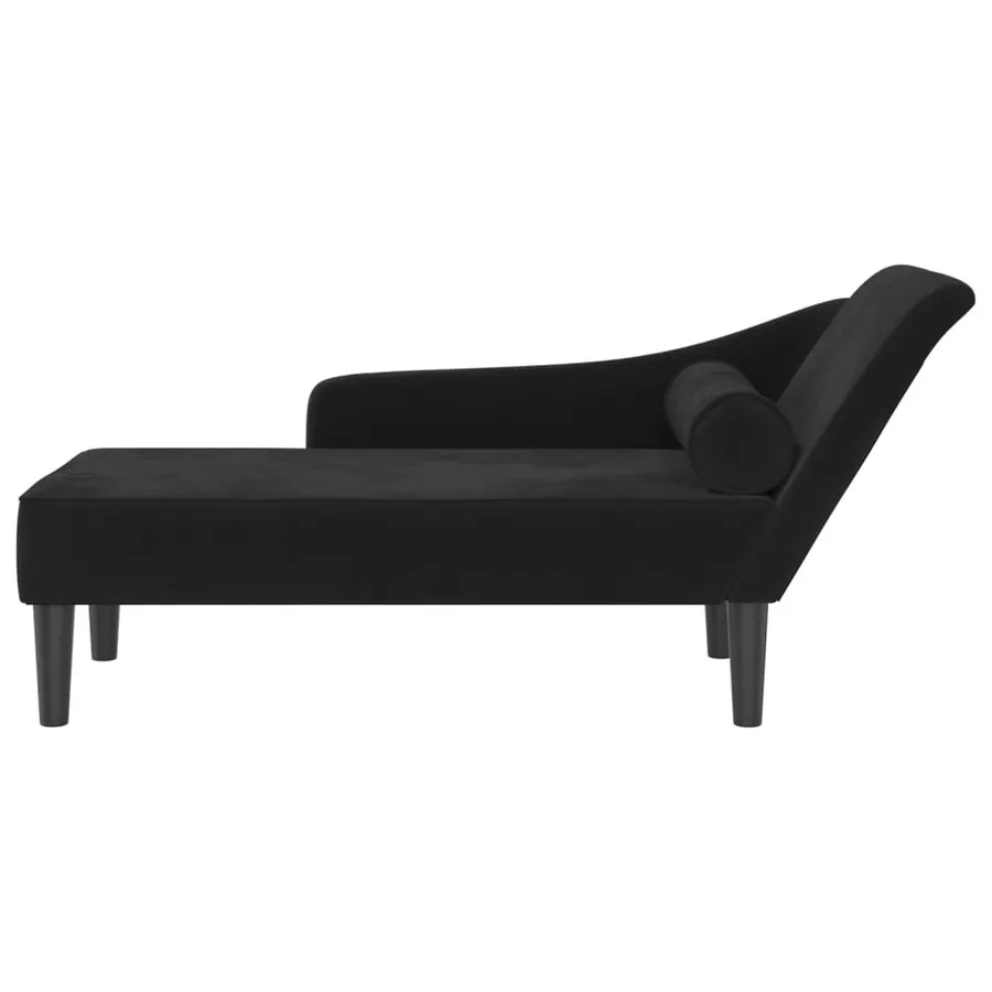 Chaise longue avec coussins noir velours - 3