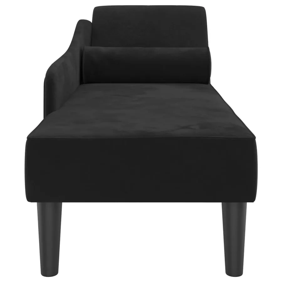 Chaise longue avec coussins noir velours - 4