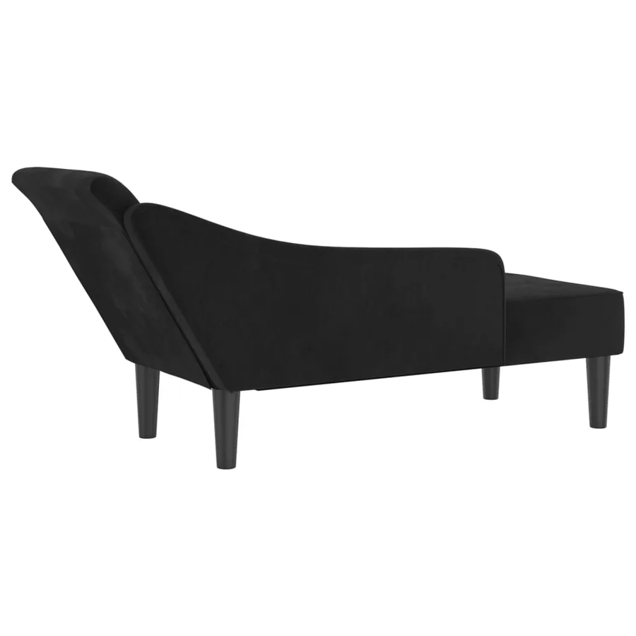 Chaise longue avec coussins noir velours - 5
