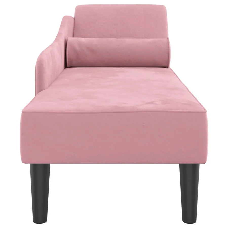 Chaise longue avec coussins rose velours - 4