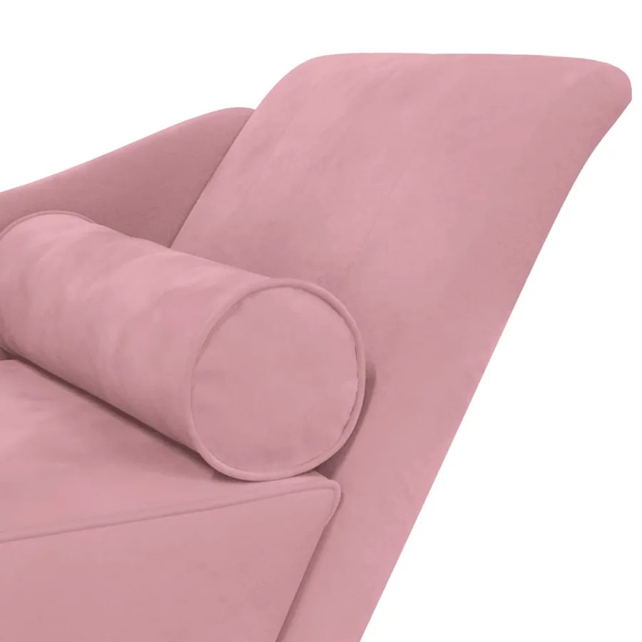 Chaise longue avec coussins rose velours - 6