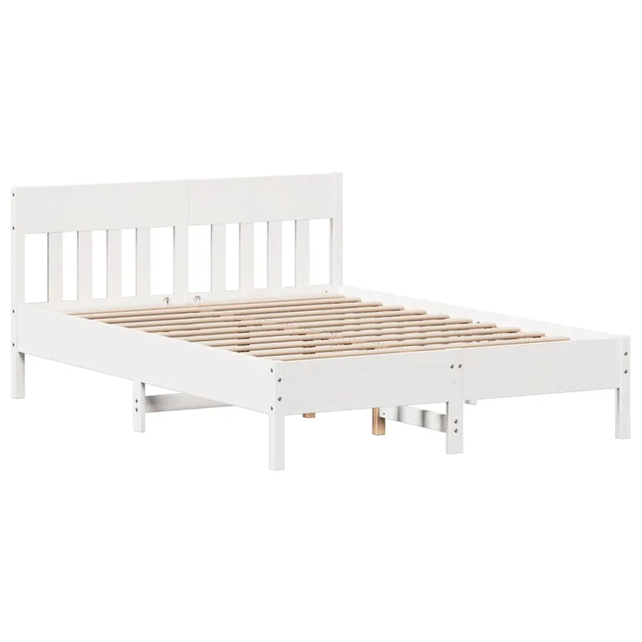 Cadre de lit sans matelas blanc 135x190 cm bois de pin massif - 5