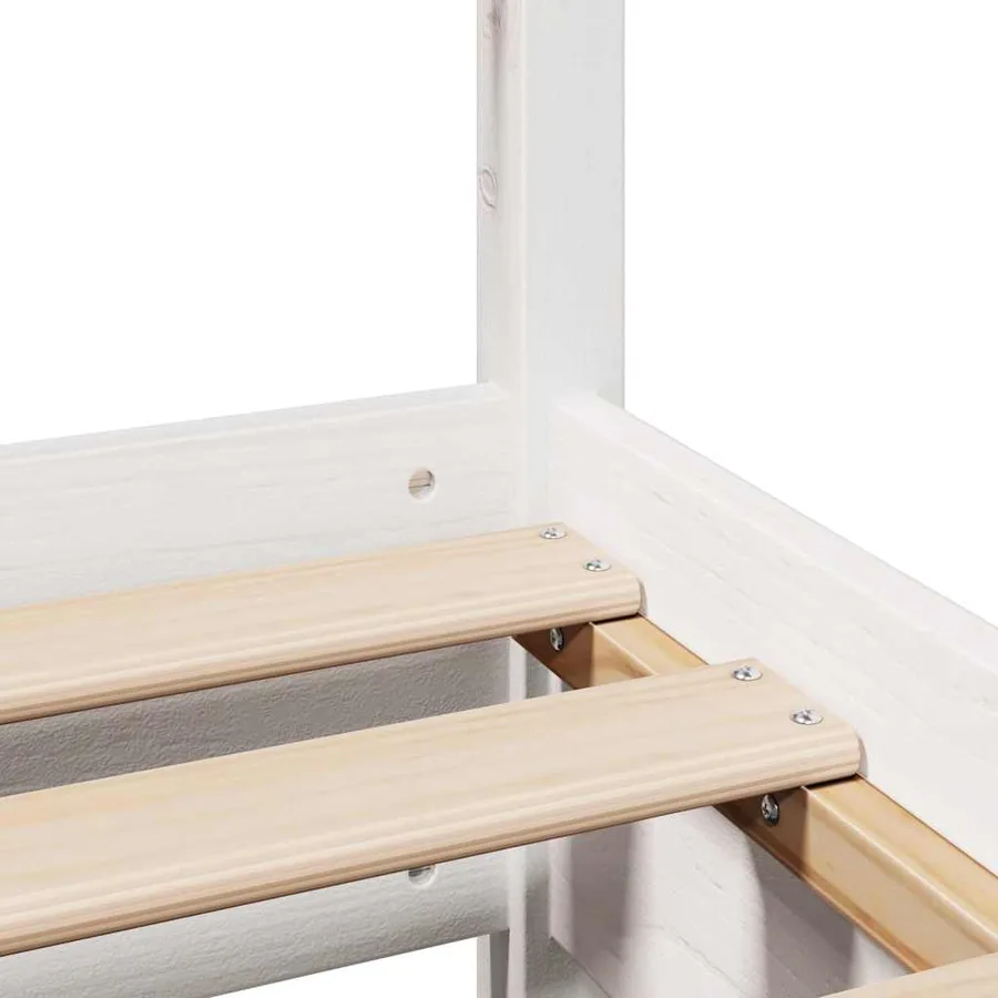 Cadre de lit sans matelas blanc 135x190 cm bois de pin massif - 10