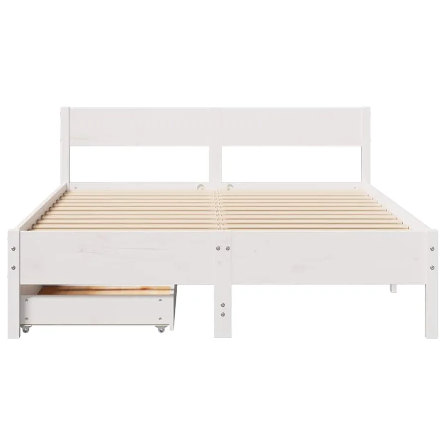 Cadre de lit sans matelas blanc 135x190 cm bois de pin massif - 4