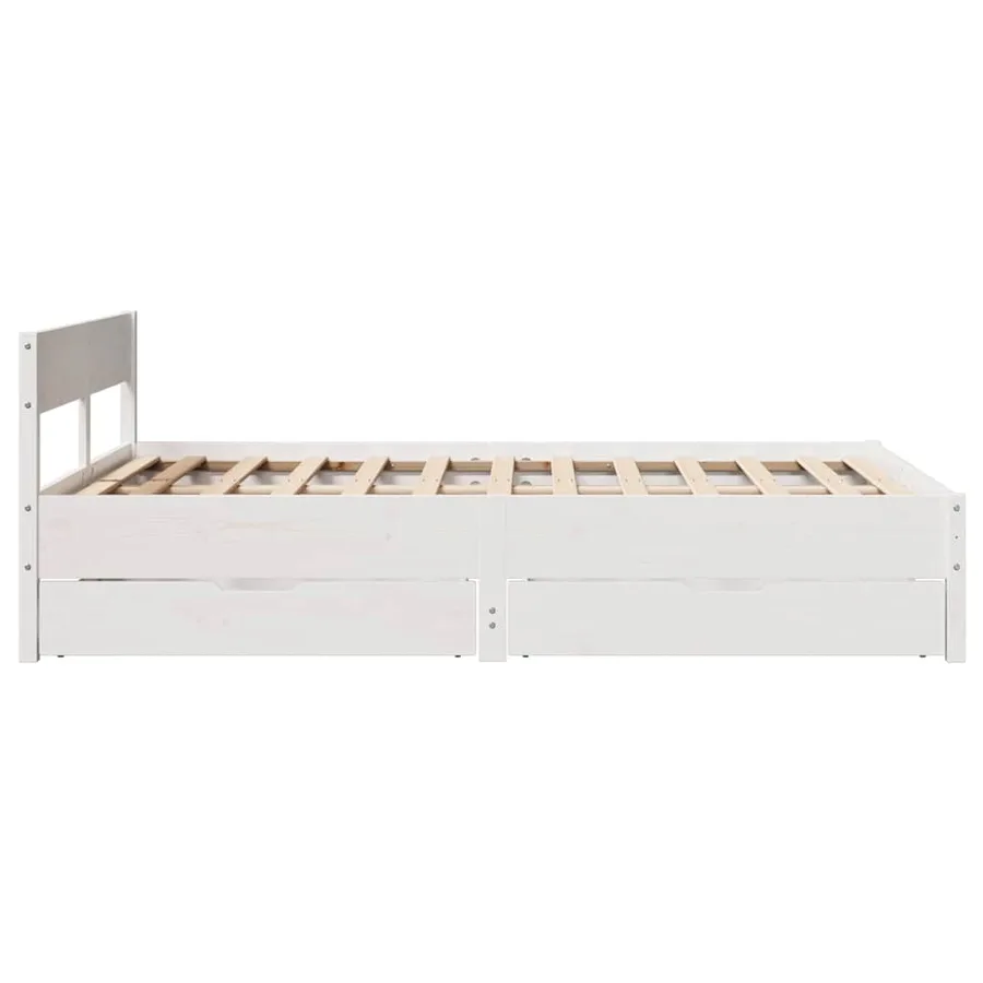 Cadre de lit sans matelas blanc 135x190 cm bois de pin massif - 7