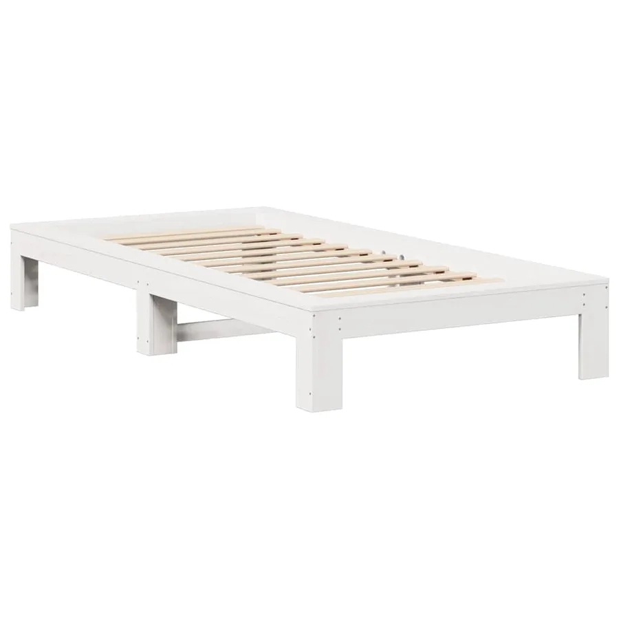Cadre de lit sans matelas blanc 75x190 cm bois de pin massif - 5