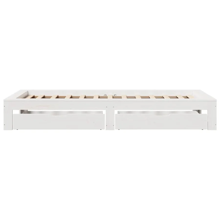 Cadre de lit sans matelas blanc 75x190 cm bois de pin massif - 7