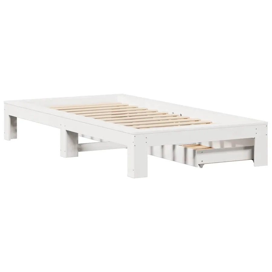 Cadre de lit sans matelas blanc 75x190 cm bois de pin massif - 8
