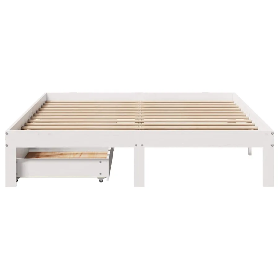 Cadre de lit avec tiroirs sans matelas blanc 150x200 cm - 4