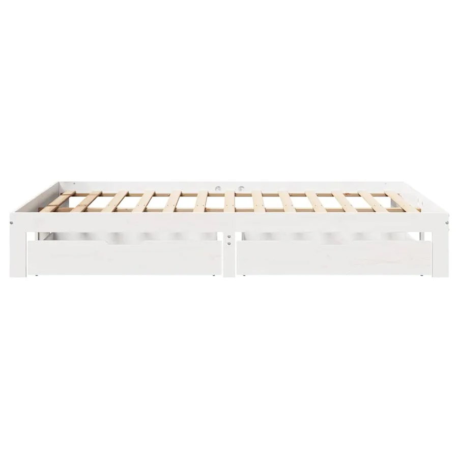 Cadre de lit avec tiroirs sans matelas blanc 150x200 cm - 7